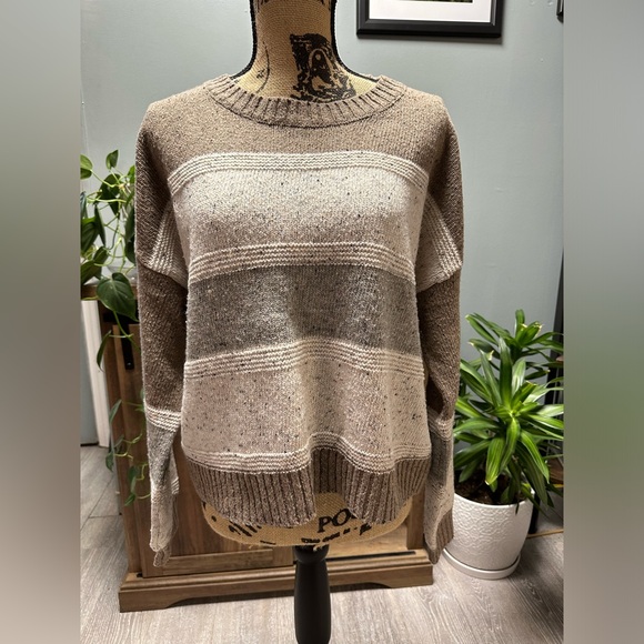 Lulu’s Snuggle Season Multi Striped Balloon Sleeve Sweater. Size M. - Picture 4 of 7